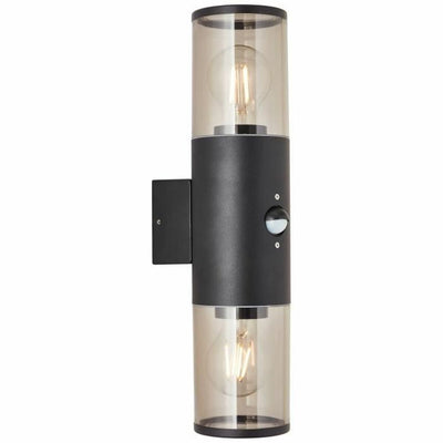 Aplique de Pared Brilliant Sergioro Exterior Detector de Movimiento Negro 20 W