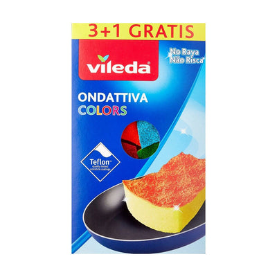 Vileda 169492 Scourer Yellow Blue Green Orange Pink Polyurethane (4 Pieces) (1 unit)