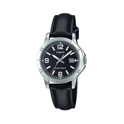 Ladies' Watch Casio LADY DATE, LEATHER - BLACK (Ø 35 mm)
