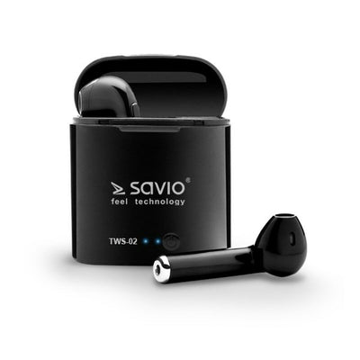 Savio TWS-02 In-Ear Bluetooth Headphones Graphite Black