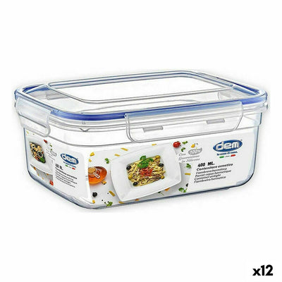 Rectangular Hermetic Lunch Box 400 ml (12 Units)