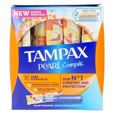 Super Plus Pearl Compak Tampax Tampax Pearl Compak Tampon 16 Units