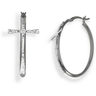 Pendientes Mujer Amen CERCHIO E CROCE BLACK Plata de ley 925