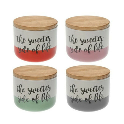 Versa The Sweetes Side Of Life Folding Porcelain Wood Jar (10 x 8.2 x 10 cm)