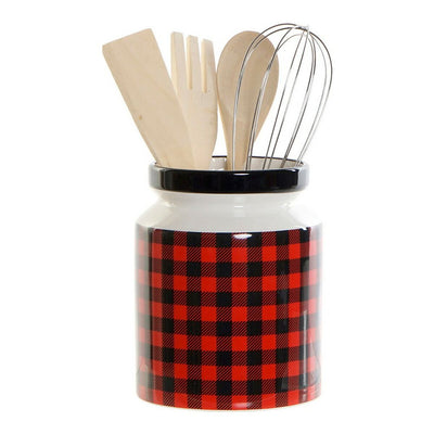 Bote para Utensilios de Cocina DKD Home Decor Acero Inoxidable Pino Dolomita 11,5 x 11,5 x 26 cm 1 L
