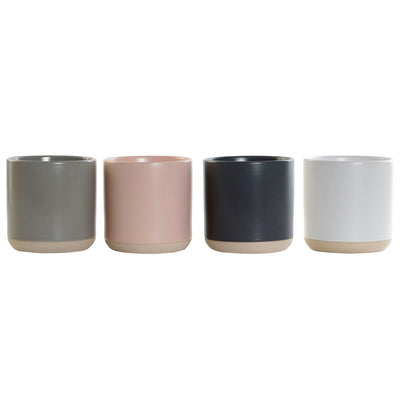 Taza Mug DKD Home Decor Rosa claro Gris oscuro Gris claro Gres (350 ml) (4 Unidades)