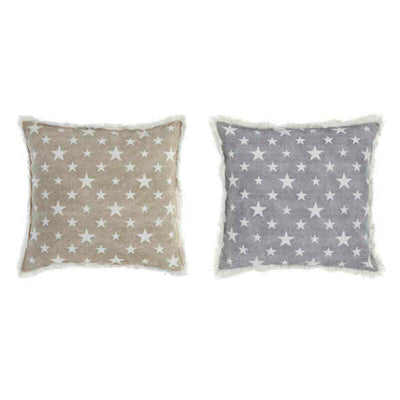 Cojín DKD Home Decor Gris Beige Poliéster Algodón Aluminio (45 x 10 x 45 cm) (2 Unidades)
