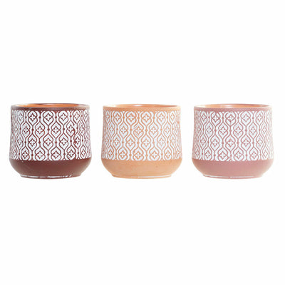 DKD Home Decor Terracotta Brown Coral Flowerpot (14 x 14 x 12.4 cm) (3 pcs)
