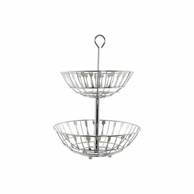 Frutero DKD Home Decor Plateado Metal Plástico 28 x 28 x 40 cm