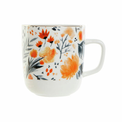 Taza DKD Home Decor Porcelana Azul Naranja (380 ml) (12 x 8,5 x 9,5 cm)