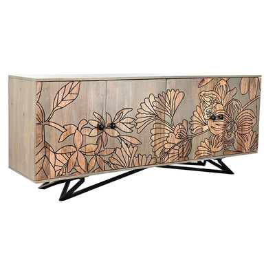 Sideboard DKD Home Decor Grey Natural Metal Mango wood 177 x 45 x 74 cm