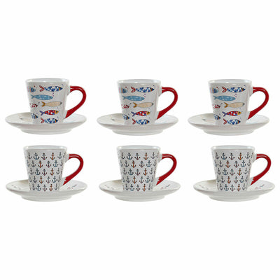 Juego de Tazas de Café DKD Home Decor Multicolor Metal Gres 130 ml