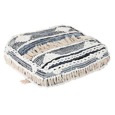 DKD Home Decor Black Striped Floor Cushion 60 x 60 x 25 cm