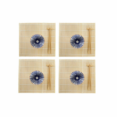 Set de Sushi DKD Home Decor 14,5 x 14,5 x 31 cm Azul Blanco Gres Oriental (16 Piezas)