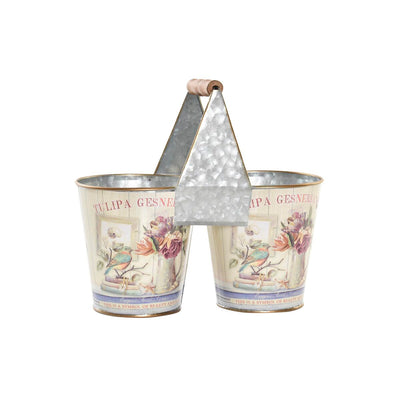 DKD Home Decor Pink Metal Shabby Chic Planter 24 x 12 x 23 cm