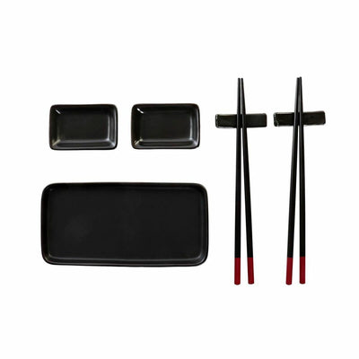 Set de Sushi DKD Home Decor Negro Bambú Gres (31,3 x 19,3 x 2,7 cm)