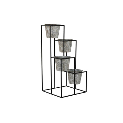 DKD Home Decor Planter in Weathered Grey Metal, 34 x 34 x 71 cm, Round