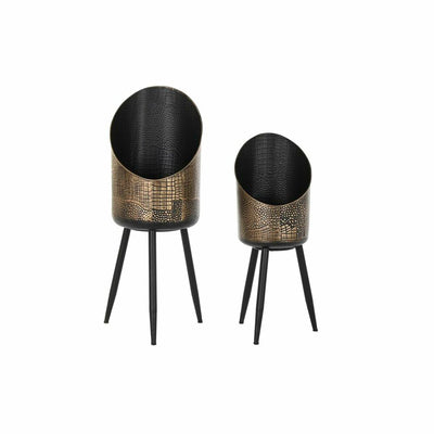 DKD Home Decor Black Copper Metal Vintage Flower Pot Set 26 x 26 x 70 cm