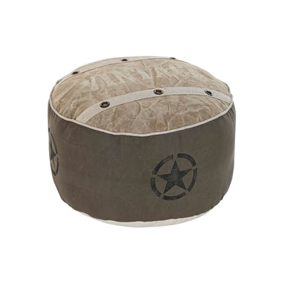 DKD Home Decor Floor Cushion Beige Polyester Cotton Vintage Leather (50 x 50 x 34 cm)