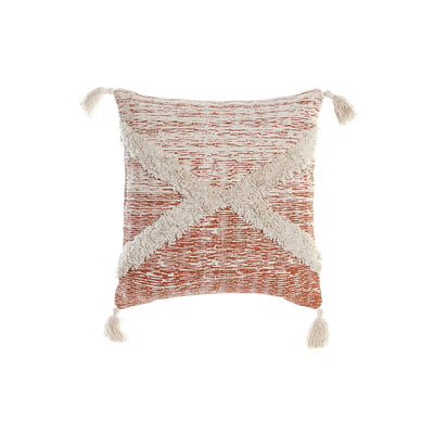 DKD Home Decor Beige Orange Cushion 45 x 10 x 45 cm Fringes