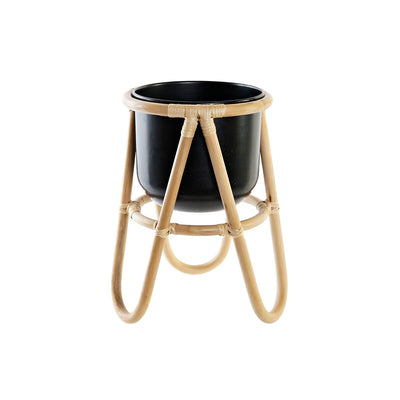 DKD Home Decor Natural Black Metal Colonial Bamboo Planter (26 x 26 x 40 cm)