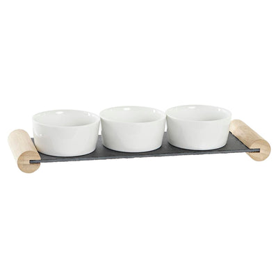 Bandeja de Aperitivos DKD Home Decor Blanco Negro Gres Pizarra 33 x 10 x 5,8 cm