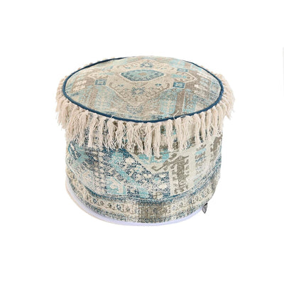DKD Home Decor Floor Cushion Beige Blue Brown 40 x 40 x 40 cm Arabic Fringes
