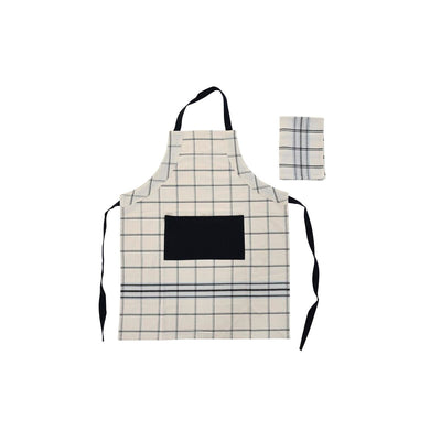 Delantal con Bolsillo DKD Home Decor 70 x 1 x 85 cm Negro Beige Azul Algodón
