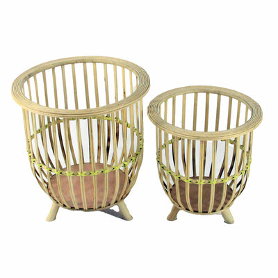 DKD Home Decor Planter Set 35 x 35 x 37 cm Natural Light Brown Bamboo