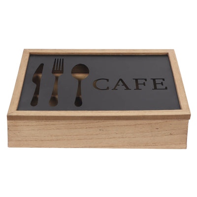 Organizador para Cubiertos DKD Home Decor Marrón Negro Metal Madera MDF Vintage 25 x 18 x 6 cm