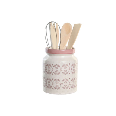 Bote para Utensilios de Cocina DKD Home Decor Metal Dolomita Madera MDF 12 x 12 x 22 cm