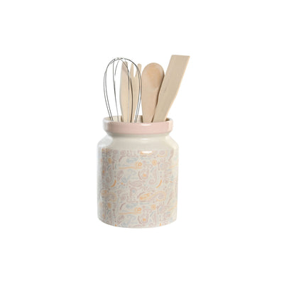 Bote para Utensilios de Cocina DKD Home Decor Metal Dolomita Madera MDF 12 x 12 x 25 cm