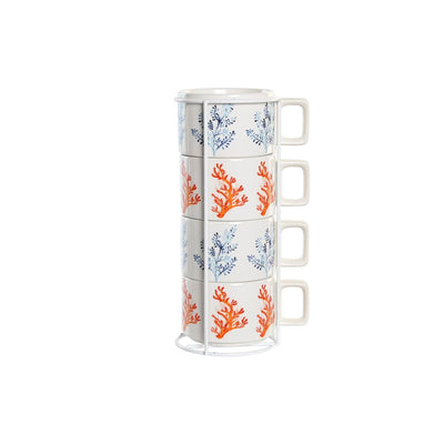 Juego de Tazas de Café DKD Home Decor Azul Fucsia Metal Dolomita 260 ml