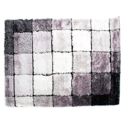 Alfombra DKD Home Decor Negro Poliéster Blanco Cuadros 120 x 180 x 2 cm