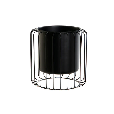 DKD Home Decor Black Metal Planter 26 x 26 x 26 cm