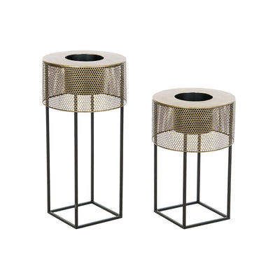 DKD Home Decor Planter Set 33 x 33 x 67 cm Black Gold Metal Loft