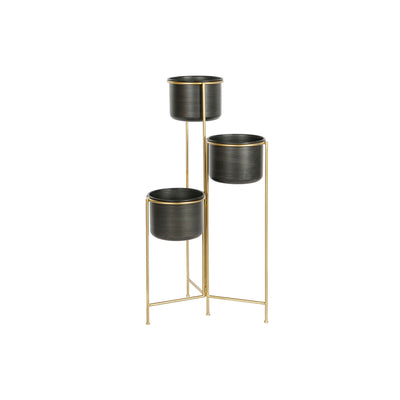 DKD Home Decor Planter 30 x 21 x 80 cm Black Gold Metal