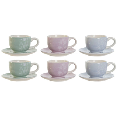 Juego de Café DKD Home Decor Azul Blanco Verde Lila Metal Dolomita 180 ml