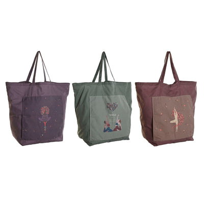 Bolsa de tela DKD Home Decor Marrón Verde Burdeos Lienzo 68 x 30 x 55 cm (3 Unidades)