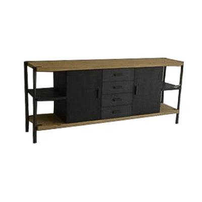 Sideboard Home ESPRIT Black Natural Metal Fir 180 x 45 x 80 cm 186 x 45 x 80 cm
