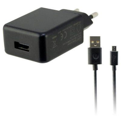 KSIX USB 2A Wall Charger + Micro USB Cable Black