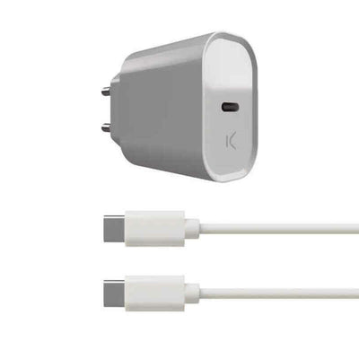 KSIX White 20W Wall Charger + USB C Cable