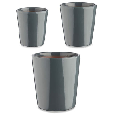 Set de Macetas Ibergarden CONICO-7011 Antracita Arcilla Cónica Ø 14 cm Ø 22 cm Ø 17 cm 3 Piezas