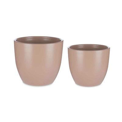 Ibergarden CAZORLA-22-28-BE Beige Clay Pot Set Ø 22 cm Ø 28 cm 22 x 22 x 18 cm 28 x 28 x 24 cm 2 Pieces