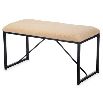 Bench Gift Decor Beige Metal Cloth 81 x 42 x 38 cm