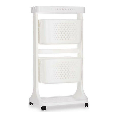 Kinvara TP-747-1 White Polypropylene Plastic Shopping Cart 33 x 83.5 x 42 cm