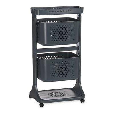Kinvara TP-747-2 Anthracite Polypropylene Plastic Vegetable Cart 38 x 81.2 x 43.6 cm