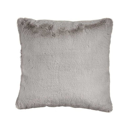 Cushion with Grey Faux Fur Hair (40 x 2 x 40 cm)