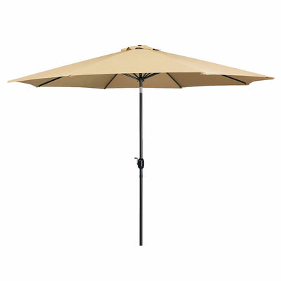 Marbueno Parasol Acero 8 Varillas 270 cm Poliéster Marrón Jardín Piscina 10482