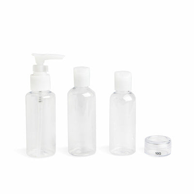IDC Institute Travel 4-in-1 Transparent Liquid Dispenser Set, 4 Pieces